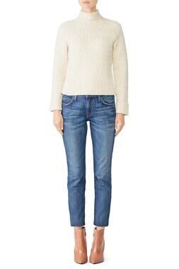 Dreyden READ Size XS Ivory Dyer Wool Mock Neck Sweater Quiet Luxury Preppy S4-13